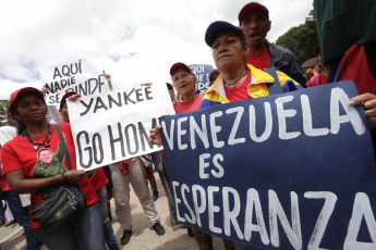 Caracas, Venezuela.- El presidente de la República Bolivariana de Venezuela, Nicolás Maduro, está presente en la manifestación realizada este jueves en Los Próceres, Caracas, 'contra la injerencia imperial y en defensa de la soberanía nacional'.