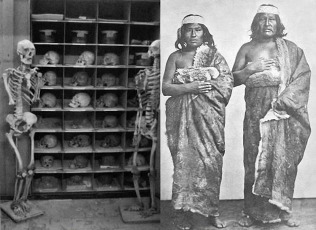 FOTOGRAFÍA DE ARCHIVO. Los restos de dos caciques mapuche, durante un ritual donde fueron restituídos a su comunidad en el Museo de Ciencias Naturales de La Plata el 10 de octubre de 2017, donde se enontraban. Fueron sepultados en la ciudad de Tapalqué y los restos de otros dos habitantes originarios fueron entregados al Consejo de Lonkos de las comunidades Rankulche de La Pampa.