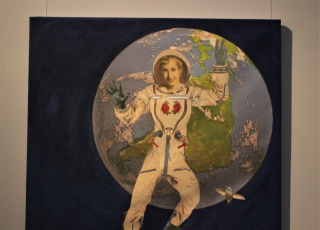 Buenos Aires, Argentina.- In the image taken on Sunday, September 8, 2019 Eva Perón in space as an astronaut, making the typical Peronist greeting with the V-shaped fingers. In the temporary rooms of the Eva Perón Museum, in the Palermo neighborhood of the Autonomous City of Buenos Aires, you can visit the “Asteroid 1569 Evita” exhibition by the artist Mariana Olmi. Multifaceted artist, painter, singer and designer, Marina Olmi presents a new set of large oil paintings where Evita is the main protagonist. The artist transmits in her works a peculiar humor, demystifying the figure of Eva by placing her on the most unusual stages and times. The exhibition will remain open from Tuesday to Sunday, from 11 a.m. to 7 p.m. until November 4.