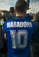 La Plata, Argentina.- In the images taken today, Sunday, September 8, 2019, the supporters of the club that the former captain of the Argentine soccer team Diego Armando Maradona, Gimnasia y Esgrima La Plata, who filled their stadium to receive, began to lead to the idol in La Plata, the capital of the province of Buenos Aires, south of the Capital of Argentina. From early on, the supporters began to arrive at the stadium, in the area of the La Plata forest, in what was the first training of the first division team of the club led by Maradona behind open doors, which fights the descent and the latter in the table of positions of the championship of first division of Argentine soccer.