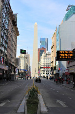 Buenos Aires, Argentina.- Today, Tuesday, September 10, 2019, "the night of the pizzerias" is held, an event organized by APPYCE, the Association of Pizza and Empanadas Owners of the Argentine Republic, where customers will get the benefit 50% discount between 7:00 p.m. until closing time in adhered stores. PHOTO taken on Sunday, September 8, 2019 in Buenos Aires, Corrientes Street, the Avenue where the most recognized pizzerias are located in Buenos Aires, will be the epicenter of the Night of the Pizzerias 2019. In the background the Buenos Aires obelisk.