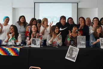 BUENOS AIRES, ARGENTINA.- Referents women from political spaces that are members of the Frente de Todos, a political space with a Peronist majority that promotes the most voted formula in the last primary elections in Argentina that has Alberto Fernández as candidate for President and Cristina Kirchner as candidate for Vice President, held on Wednesday, October 9, 2019 a press conference in the Aula Magna of the Unmet University (Sarmiento 2037) to publicize the political position of the front facing the National Meeting of Women that will take place from 12 to 14 October in La Plata, province of Buenos Aires.