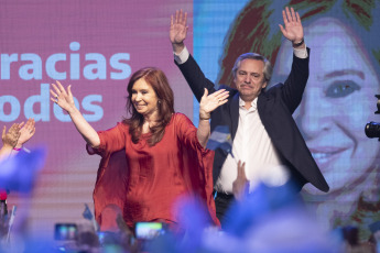 BUENOS AIRES, ARGENTINA.- Alberto Fernández celebrates after winning the presidential elections in Buenos Aires, Argentina, on October 27, 2019. According to the scrutiny of the Open, Simultaneous and Mandatory Primary (PASS), Macri had achieved 31.79 % of the votes, which is equivalent to 8,121,416 votes, and was more than 4 million Alberto Fernández, which reached 47.78% thanks to 12,204,770 people put a ballot of the Front of All in the ballot box . Now, with 96.22% of the tables scrutinized in the provisional count, Macri reaped the vote of 10,393,809 people, which is equivalent to 40.44% of the votes, and implies that he added 2,272,393 wills regarding of the primaries, according to the news portal Infobae.