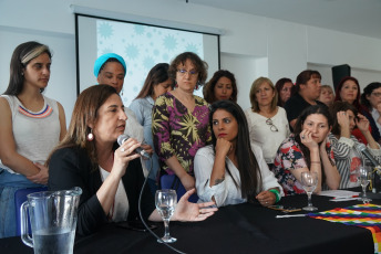 BUENOS AIRES, ARGENTINA.- Referents women from political spaces that are members of the Frente de Todos, a political space with a Peronist majority that promotes the most voted formula in the last primary elections in Argentina that has Alberto Fernández as candidate for President and Cristina Kirchner as candidate for Vice President, held on Wednesday, October 9, 2019 a press conference in the Aula Magna of the Unmet University (Sarmiento 2037) to publicize the political position of the front facing the National Meeting of Women that will take place from 12 to 14 October in La Plata, province of Buenos Aires.