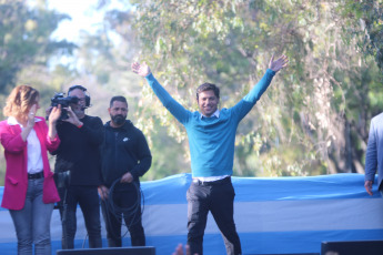 LA PLATA, ARGENTINA.- The candidate for governor of the Province of Buenos Aires for the Front of All, Axel Kicillof (SECOND OF THE LEFT), made today Wednesday October 23, 2019 the closing of his campaign in La Plata, capital of The province of Buenos Aires. He was accompanied by the candidate for vice president, Senator Cristina Fernández (THIRD OF THE LEFT)). The candidate for vice governor and current mayor of La Matanza, Verónica Magario (FIRST LEFT), also participated in the campaign closure; and the applicant for mayor of La Plata, Florencia Saintout (FIRST OF THE RIGHT).