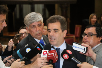 BUENOS AIRES, ARGENTINA- In the photo taken today December 4, 2019 the elected deputy Cristian Adrián Ritondo. The Chamber of Deputies of Argentina formalized its new conformation with the oath of the 130 new deputies who will debut from December 10 with the discussion of the first Budget of the elected president, Alberto Fernández. Just after 1 pm and conducted by Deputy Gonzalo Del Cerro, the preparatory session began in which the legislators who were elected last October took an oath and will also vote for the new lower house authorities.