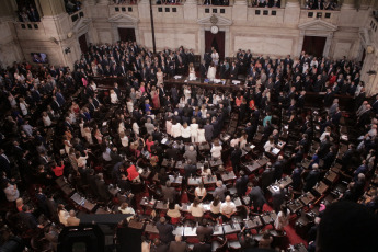 BUENOS AIRES, ARGENTINA.- In the photo taken on December 10, 2019, Alberto Fernández assumed today, December 10, the Presidency of Argentina by swearing in Congress with Vice President Cristina Fernández de Kirchner and receiving the command attributes from the hands of his predecessor, Mauricio Macri. After the assumption, Fernández delivered - before the Legislative Assembly - a speech of conciliatory tone, but in which he drew a hard diagnosis of the situation that the country is going through and proposed a clear change of course.