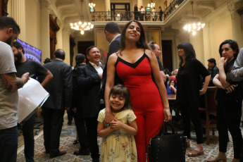 BUENOS AIRES, ARGENTINA- In the photo taken today December 4, 2019 the elected deputy Victoria Donda. The Chamber of Deputies of Argentina formalized its new conformation with the oath of the 130 new deputies who will debut from December 10 with the discussion of the first Budget of the elected president, Alberto Fernández. Just after 1 pm and conducted by Deputy Gonzalo Del Cerro, the preparatory session began in which the legislators who were elected last October took an oath and will also vote for the new lower house authorities.