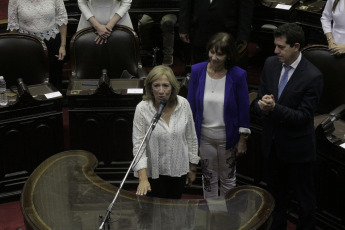 BUENOS AIRES, ARGENTINA- En las fotos tomadas hoy 4 de Diciembre del 2019, la Cámara de Diputados formalizó su nueva conformación con la jura de los 130 nuevos diputados que debutarán a partir del 10 de diciembre con la discusión del primer Presupuesto del presidente electo, Alberto Fernández. Pasadas apenas las 13 hs y conducida por el diputado Gonzalo Del Cerro, comenzó la sesión preparatoria en la que prestan juramento los legisladores que resultaron electos en octubre pasado y además se votarán a las nuevas autoridades de la Cámara baja.