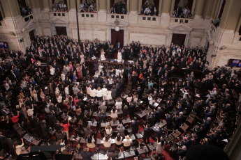 BUENOS AIRES, ARGENTINA.- In the photo taken on December 10, 2019, Alberto Fernández assumed today, December 10, the Presidency of Argentina by swearing in Congress with Vice President Cristina Fernández de Kirchner and receiving the command attributes from the hands of his predecessor, Mauricio Macri. After the assumption, Fernández delivered - before the Legislative Assembly - a speech of conciliatory tone, but in which he drew a hard diagnosis of the situation that the country is going through and proposed a clear change of course.