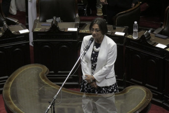 BUENOS AIRES, ARGENTINA- In the photos taken today December 4, 2019, the deputy Lucía Corpacci. The Chamber of Deputies formalized its new conformation with the oath of the 130 new deputies who will debut from December 10 with the discussion of the first Budget of the elected president, Alberto Fernández. Just after 1 pm and conducted by Deputy Gonzalo Del Cerro, the preparatory session began in which the legislators who were elected last October took an oath and will also vote for the new lower house authorities.