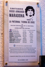 Buenos Aires, Argentina - In the photos, shows the sanctuary that was installed in the Argentinos Juniors club to honor former football star Diego Armando Maradona, in Buenos Aires, Argentina. This is the institution where the "10" made his professional debut, on October 20, 1976, at the age of 15, in the 1-0 victory over Talleres de Córdoba.