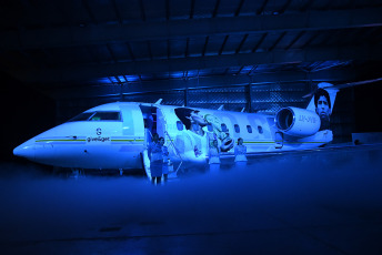 Buenos Aires, Argentina.- In the photos taken on May 25, 2022, during the presentation to the public of the plane painted in tribute to Diego Maradona. The private plane was named Tango D10S and will travel to Qatar for the 2022 World Cup. The work was done by the artist Maximiliano Bagnasco, who made four murals of the deceased number 10 of the Argentine National Team on the surface of the aircraft.