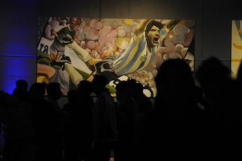 La Plata, Argentina.- In the photos taken on November 10, 2022, Garage de Arte Corazón Maradona shows, an exhibition that was inaugurated at the Estadio Único de La Plata, in homage to "10" and was made by artists from Buenos Aires.