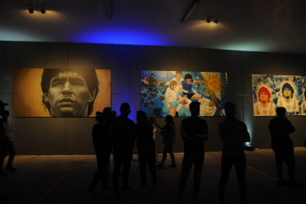 La Plata, Argentina.- In the photos taken on November 10, 2022, Garage de Arte Corazón Maradona shows, an exhibition that was inaugurated at the Estadio Único de La Plata, in homage to "10" and was made by artists from Buenos Aires.