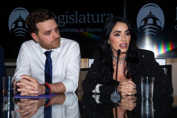 Buenos Aires, Argentina.- In the photos taken on March 9, 2023, Lali Espósito (right) participates in the ceremony where she was declared a Buenos Aires Cultural Personality, after being the first woman to fill the Vélez stadium. At the end of the ceremony, she sang two of her hits, Diva and Soy.