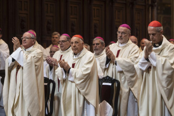 Buenos Aires, Argentina.- In the photos taken on April 24, 2023, the Episcopate celebrated the Pope with a mass in the Metropolitan Cathedral and began a week of deliberations. The 122nd plenary assembly of the Argentine Episcopal Conference (CEA), made up of bishops from all over the country, began a week of deliberations this Monday with a thanksgiving mass on the occasion of the 10th anniversary of Francis' pontificate.