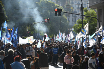 Buenos Aires, Argentina.- In the photos taken on April 13, 2023, various Argentine political and trade union organizations marched in the capital to denounce the ban and judicial persecution of Vice President Cristina Fernández de Kirchner. The demonstration was held in Plaza Lavalle in front of the Palace of Justice, seat of the Supreme Court, where they sought to reverse the decision of the vice president not to run as a candidate for the next presidential elections, after the ruling of the Federal Oral Court 2.