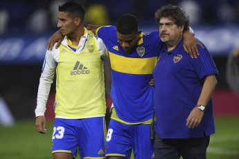 Buenos Aires, Argentina.- In the photos taken on April 9, 2023, during the match between Boca Juniors and Colón at the La Bombonera Stadium, on date 10 of the Argentine Professional League 2023. Boca suffered a heavy defeat by 1- 2 against Colón. With a goal from Teuten (90+1'), the 'Sabalero' got his first win in the tournament.