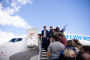 Buenos Aires, Argentina.- In the photos taken on April 19, 2023, the company Aerolíneas Argentinas presented its first cargo plane for the Aerolíneas Argentinas Cargo segment at the Ezeiza International Airport. It is the first time in 16 years that the flag carrier has a pure freighter in its fleet.