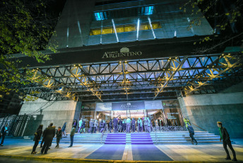 La Plata, Argentina.- In the photos taken on April 20, 2023, during the reopening of the "Alberto Ginastera" room of the Teatro Argentino de La Plata after having completed the work to enhance the building. The reopening of the establishment with capacity for 1,780, after an investment of more than 350 million pesos, began with the Argentine National Anthem and then offered Symphony No. 9 by Ludwig van Beethoven.