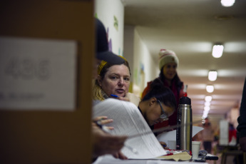 Bariloche, Argentina.- In the photos taken on April 16, 2023, Argentines participate in the provincial and municipal elections in Bariloche, Argentina. The 2023 Argentina Elections began with the provincial and municipal elections, starting the country's electoral calendar.