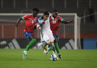 Mendoza, Argentina.- In the photos taken on May 22, 2023, during the match between Gambia and Honduras in the Argentina Under 20 World Cup at the Malvinas Argentinas stadium in Mendoza. The Gambia Under 20 World Cup football team, with a brace from Adama Bojang, defeated Honduras 2-1 on Monday, which was physically outmatched on the first day of Group F of the 2023 U-20 World Cup in Argentina.