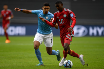 La Plata, Argentina.- En las fotos tomadas el 21 de mayo del 2023, durante el partido entre Colombia e Israel en un encuentro por la primera fecha del Grupo C del Mundial Sub-20 de Argentina en el estadio Ciudad de La Plata. Colombia se impuso a Israel por 2-1, Gustavo Puerta, fue quien anotó los goles en la selección Colombia Sub-20.