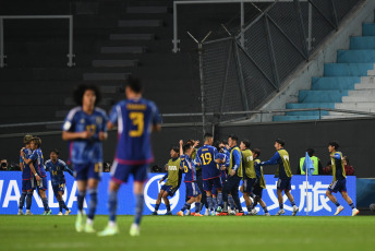 La Plata, Argentina.- In the photos taken on May 21, 2023, during the match between Japan and Senegal in a match for Group C of the U-20 World Cup that is being held in Argentina at the Diego Armando Maradona stadium. Japan defeated Senegal 1-0 on Sunday, with a goal from Kuryu Matsuki 15 minutes into the first half.