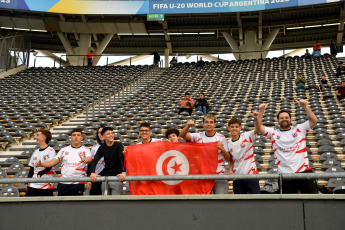 La Plata, Argentina.- In the photos taken on May 22, 2023, during the match between England and Tunisia in the Sub20 World Cup in Argentina at the Único Diego Maradona stadium in La Plata. With a header from striker Dane Scarlett, European champions England beat Tunisia 1-0. England, seeks its second world tournament after the one obtained in 2017, for which it leads Group E with three points.