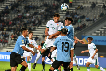 La Plata, Argentina.- In the photos taken on May 22, 2023, during the match between Uruguay and Iraq in a match played at the Estadio Único 'Diego Armando Maradona' in La Plata. Uruguay debuted in the Under 20 World Cup in Argentina with a 4-0 win over Iraq, catapulting it to the top of Group E. Matías Abaldo, Andrés Ferrari, Facundo González and Alan Matturro, scored the goals that gave them the first three points to those directed by Marcelo Broli.