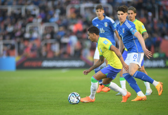 Mendoza, Argentina.- In the photos taken on May 21, 2023, during the match between Italy and Brazil at the Malvinas Argentinas stadium in Mendoza, closing the second day of the U-20 World Cup. Italy won 3-2 against Brazil and leads Group D. Brazil will look to bounce back when they face debutant Dominican Republic on the next date. For its part, Italy will seek qualification in its next match against its similar Nigeria.