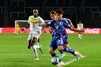 La Plata, Argentina.- In the photos taken on May 21, 2023, during the match between Japan and Senegal in a match for Group C of the U-20 World Cup that is being held in Argentina at the Diego Armando Maradona stadium. Japan defeated Senegal 1-0 on Sunday, with a goal from Kuryu Matsuki 15 minutes into the first half.