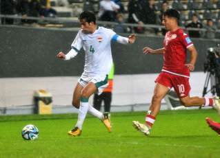 La Plata, Argentina.- In the photos taken on May 25, 2023, during the match between Tunisia and Iraq for the second date of Group E at the Ciudad de La Plata "Diego Armando Maradona" stadium. Tunisia beat Iraq 3-0 with goals from Youssef Snana, Chaim El Djebali and Mahmoud Ghorbel, from a penalty kick, all in the second half. With this result, Tunisia now has three units, while Iraq has no points and is eliminated.