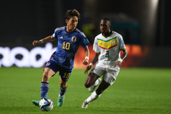 La Plata, Argentina.- In the photos taken on May 21, 2023, during the match between Japan and Senegal in a match for Group C of the U-20 World Cup that is being held in Argentina at the Diego Armando Maradona stadium. Japan defeated Senegal 1-0 on Sunday, with a goal from Kuryu Matsuki 15 minutes into the first half.