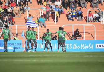 Mendoza, Argentina.- En las fotos tomadas el 23 de mayo del 2023, durante el partido entre República Dominicana y Nigeria en el estadio Malvinas Argentinas de la ciudad de Mendoza. La selección sub-20 de República Dominicana perdió 2-1 ante Nigeria. Nigeria suma así sus primeros tres puntos en el grupo D de este Mundial Sub-20.