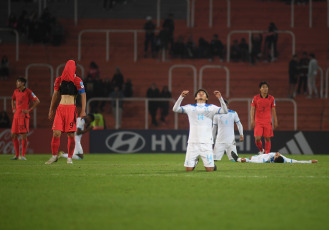 Mendoza, Argentina.- In the photos taken on May 25, 2023, during the match between Honduras and South Korea in the second day of Group F of the U-20 World Cup at the Mendoza Stadium. Honduras drew 2-2 against Korea Republic. Honduras added their first point in the competition, they are third in Group F above France and they will seek to get into the next round, but for that they must beat the French.