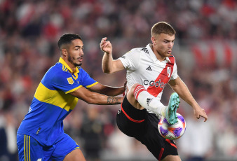 Buenos Aires, Argentina.- In the photos taken on May 7, 2023, during the match between River Plate and Boca Juniors for date 15 of the Professional Football League, at the Monumental in front of more than 83,000 people. River prevailed 1-0 against a goal by Miguel Borja and remains firm at the top of the Professional League with 37 units, taking 19 points from its classic rival.