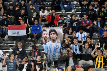 La Plata, Argentina.- In the photos taken on May 25, 2023, during the match between Tunisia and Iraq for the second date of Group E at the Ciudad de La Plata "Diego Armando Maradona" stadium. Tunisia beat Iraq 3-0 with goals from Youssef Snana, Chaim El Djebali and Mahmoud Ghorbel, from a penalty kick, all in the second half. With this result, Tunisia now has three units, while Iraq has no points and is eliminated.