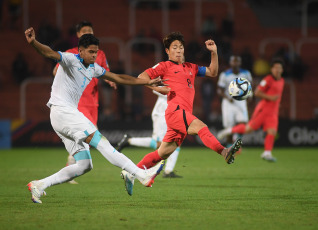 Mendoza, Argentina.- In the photos taken on May 25, 2023, during the match between Honduras and South Korea in the second day of Group F of the U-20 World Cup at the Mendoza Stadium. Honduras drew 2-2 against Korea Republic. Honduras added their first point in the competition, they are third in Group F above France and they will seek to get into the next round, but for that they must beat the French.