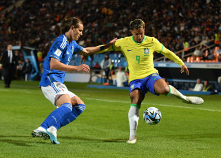 Mendoza, Argentina.- In the photos taken on May 21, 2023, during the match between Italy and Brazil at the Malvinas Argentinas stadium in Mendoza, closing the second day of the U-20 World Cup. Italy won 3-2 against Brazil and leads Group D. Brazil will look to bounce back when they face debutant Dominican Republic on the next date. For its part, Italy will seek qualification in its next match against its similar Nigeria.