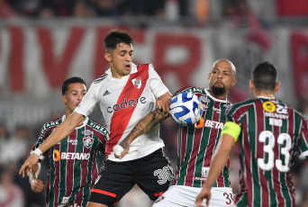 Buenos Aires, Argentina.- In the photos taken on June 7, 2023, during the match between River Plate and Fluminense at the Monumental Stadium for matchday 5 of group D of the Copa Libertadores. River remains in the fight to advance to the round of 16 of the Copa Libertadores after beating Fluminense 2-0 and climbing to second place in group D.