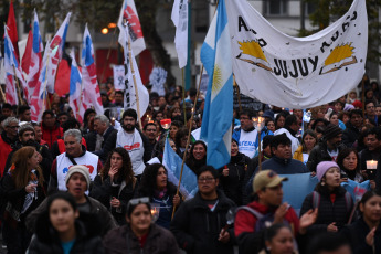 Jujuy, Argentina.- In the photos taken on June 21, 2023, during the torchlight march in Jujuy for the release of detainees. Following the incidents that occurred in the vicinity of the Jujuy Legislature, protesters demand the release of the almost 70 people who were detained during clashes with security forces.