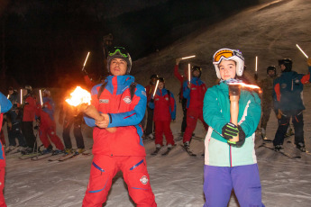 Ushuaia, Argentina.- In the photos taken on July 8, 2023, a crowd witnessed the descent of the torches at the National Winter Festival in Ushuaia, which has been taking place for 22 years. This year, the national character of the event was obtained, celebrating the "First Edition of the National Winter Festival".