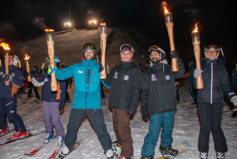 Ushuaia, Argentina.- In the photos taken on July 8, 2023, a crowd witnessed the descent of the torches at the National Winter Festival in Ushuaia, which has been taking place for 22 years. This year, the national character of the event was obtained, celebrating the "First Edition of the National Winter Festival".