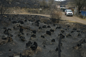 San Luis, Argentina.- In the photos taken on August 24, 2023, it shows the affected areas after the forest fires that burned several areas of the province of San Luis. The rains brought relief and no active fire sources are detected in San Luis. As reported by the Ministry of Security, the change in weather conditions such as the drop in temperatures, the absence of wind and light rainfall in the Sierra Grande part of San Luis favored the work of Firefighters and Brigade members throughout the area.