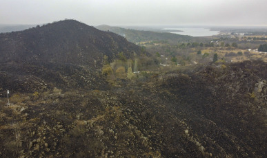 San Luis, Argentina.- In the photos taken on August 24, 2023, it shows the affected areas after the forest fires that burned several areas of the province of San Luis. The rains brought relief and no active fire sources are detected in San Luis. As reported by the Ministry of Security, the change in weather conditions such as the drop in temperatures, the absence of wind and light rainfall in the Sierra Grande part of San Luis favored the work of Firefighters and Brigade members throughout the area.