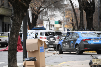 Buenos Aires, Argentina.- In the photos taken on August 21, 2023, it shows the place where a shooting occurred in the Buenos Aires neighborhood of La Paternal. In the event, a man died and three others were arrested after robbing a textile company and leading a chase and shootout with the police, police sources reported.