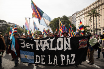 Buenos Aires, Argentina.- In the photos taken on August 23, 2023, the Third Malón de la Paz carried out a mobilization in downtown Buenos Aires and an act in front of Congress. Almost two months after the start of the protests in Jujuy against the constitutional reform -promoted by Governor Gerardo Morales-, human rights organizations made an urgent appeal to the UN for the criminalization of the protesters and the arrest of the lawyer Alberto Nallar, the a magistrate from Jujuy who has been in pretrial detention at home since June 12 when he was arrested as part of the pickets in the province.