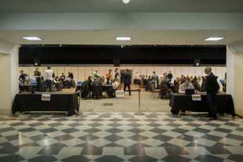 Buenos Aires, Argentina.- In the photos taken on August 18, 2023, due to delays, they expand the number of tables for the final scrutiny in CABA. The Electoral Tribunal of the City of Buenos Aires increased the number of tables for the definitive scrutiny of the votes cast with the Single Electronic Ballot (BUE) in the Primary, Open, Simultaneous and Mandatory elections (PASO) on Sunday. The Electoral Tribunal expects to finish the vote count on Friday, August 18, but there are doubts about whether it will be possible to meet the deadline.